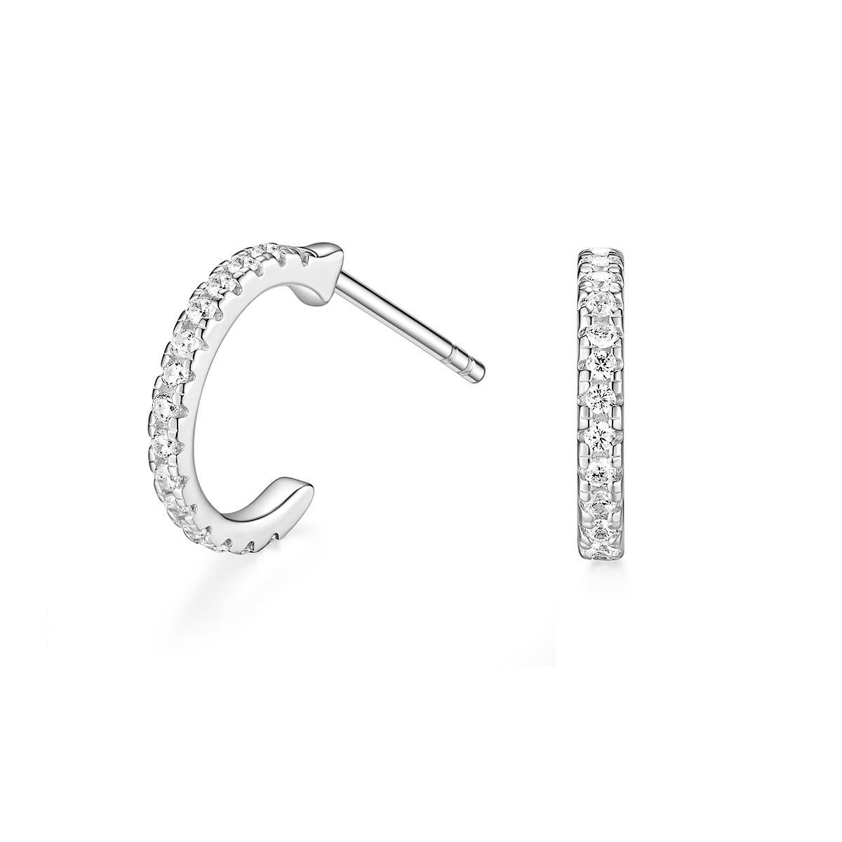925 Sterling Silver cubic zircon semi-circular ring Earrings