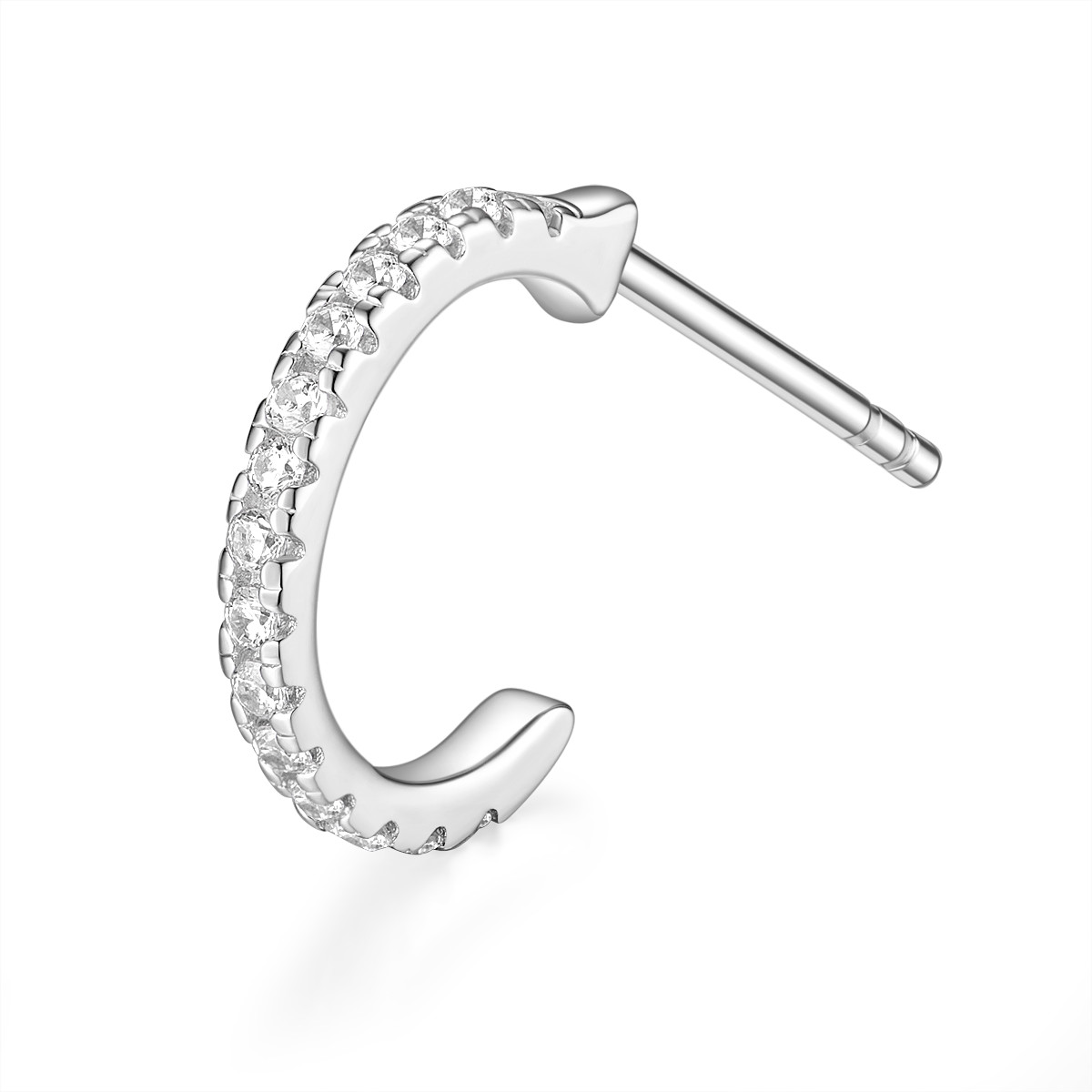 925 Sterling Silver cubic zircon semi-circular ring Earrings