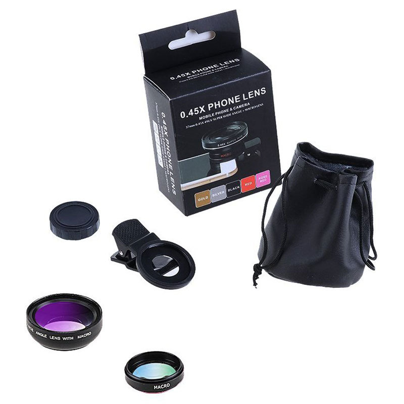 Lens Kit Universal Mobile Phone Professional 37MM 0.45X 49UV wide Angle + macro two-in-one mobile phone lens
