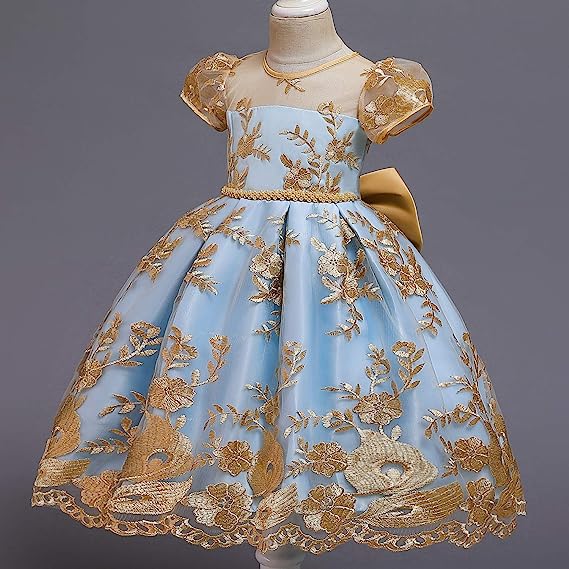 Dress Personality Backless dress Bow children's dress Mesh dress Children's wedding party dress