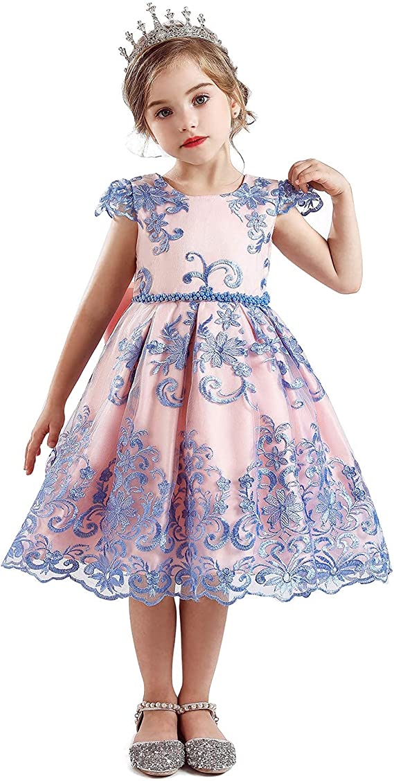 Dress Personality Backless dress Bow children's dress Mesh dress Children's wedding party dress
