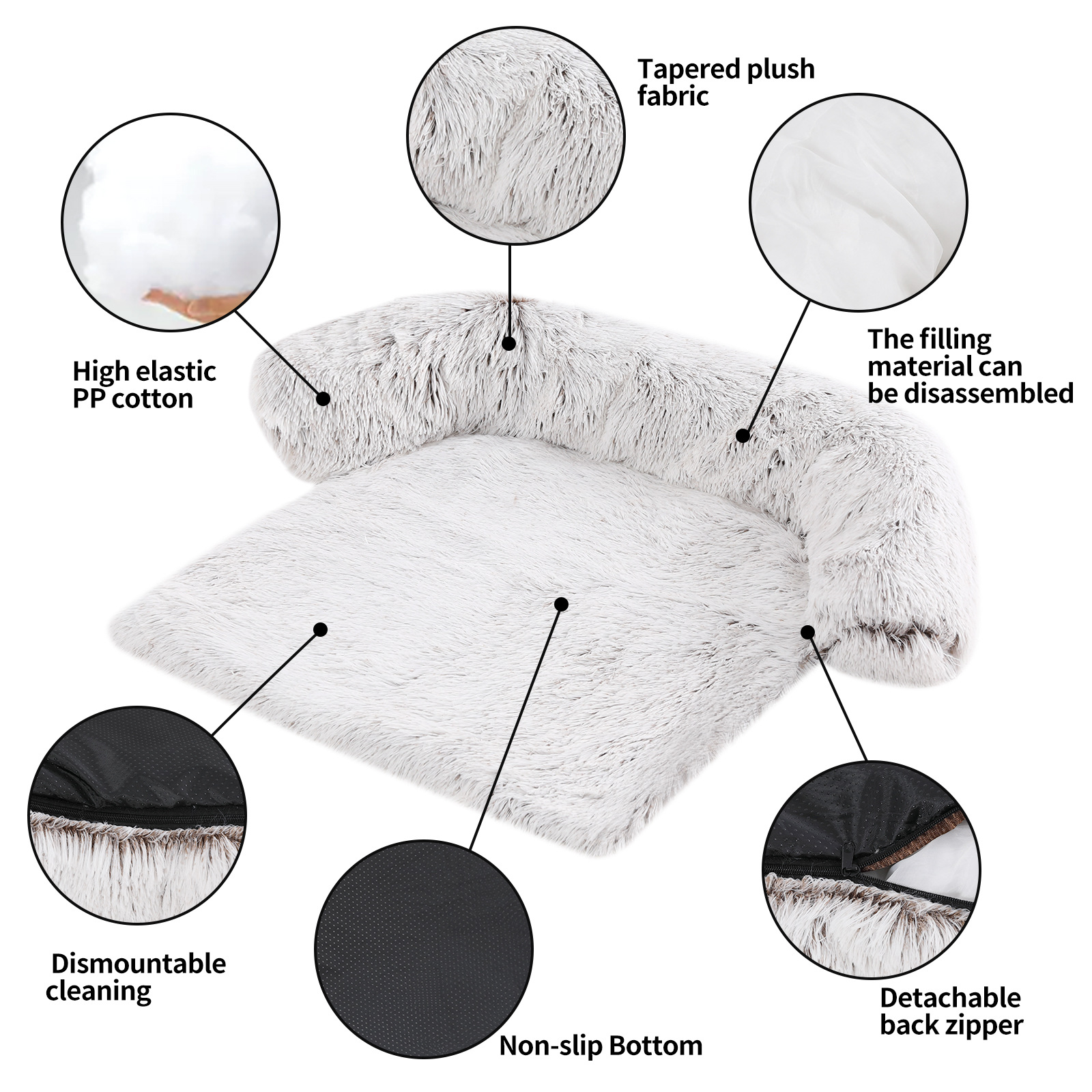Large, medium and small dog long plush sofa cushion can be disassembled and washed dog cushion
