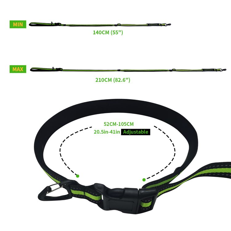Reflective portable pet leash Hands-free breakproof design Dog leash