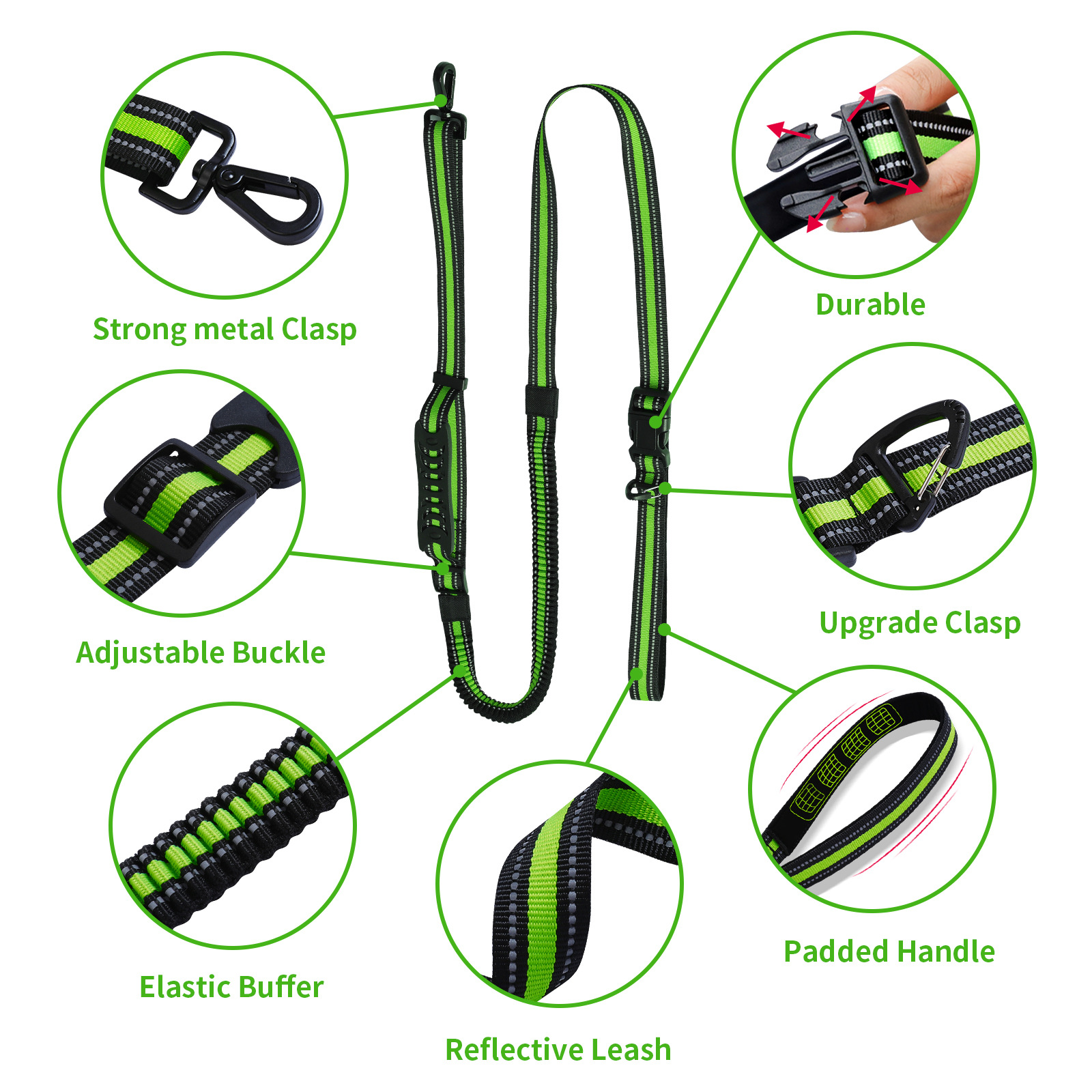 Reflective portable pet leash Hands-free breakproof design Dog leash