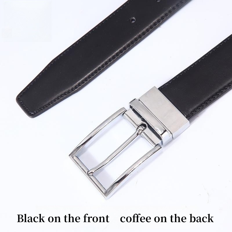 Men's rotary alloy pin buckle belt Men's business casual double leather belt for men