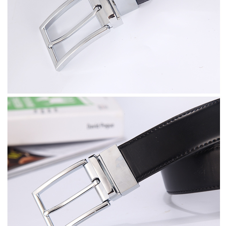 Men's rotary alloy pin buckle belt Men's business casual double leather belt for men