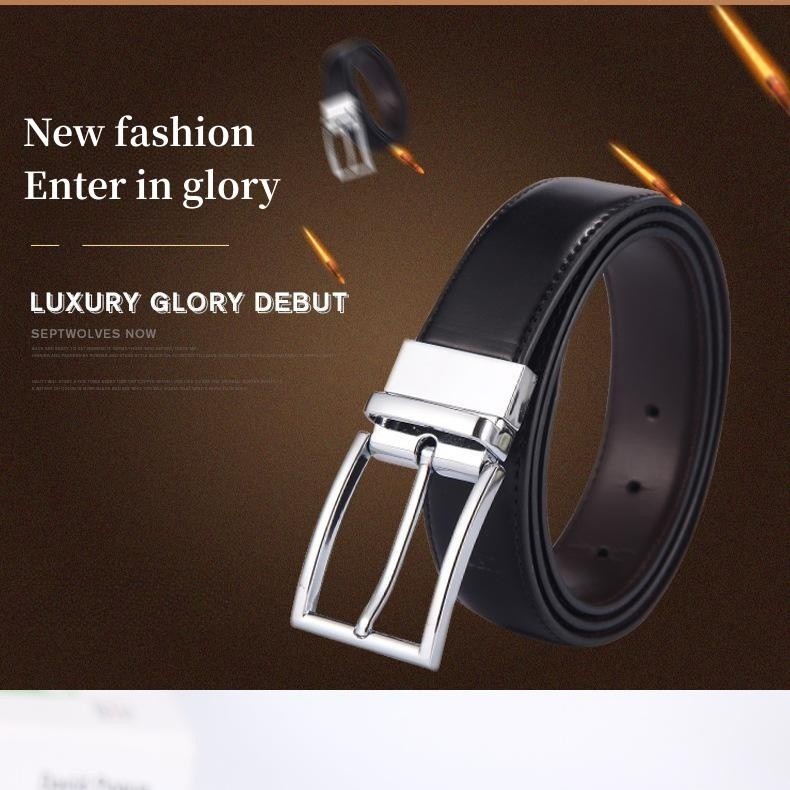 Men's rotary alloy pin buckle belt Men's business casual double leather belt for men