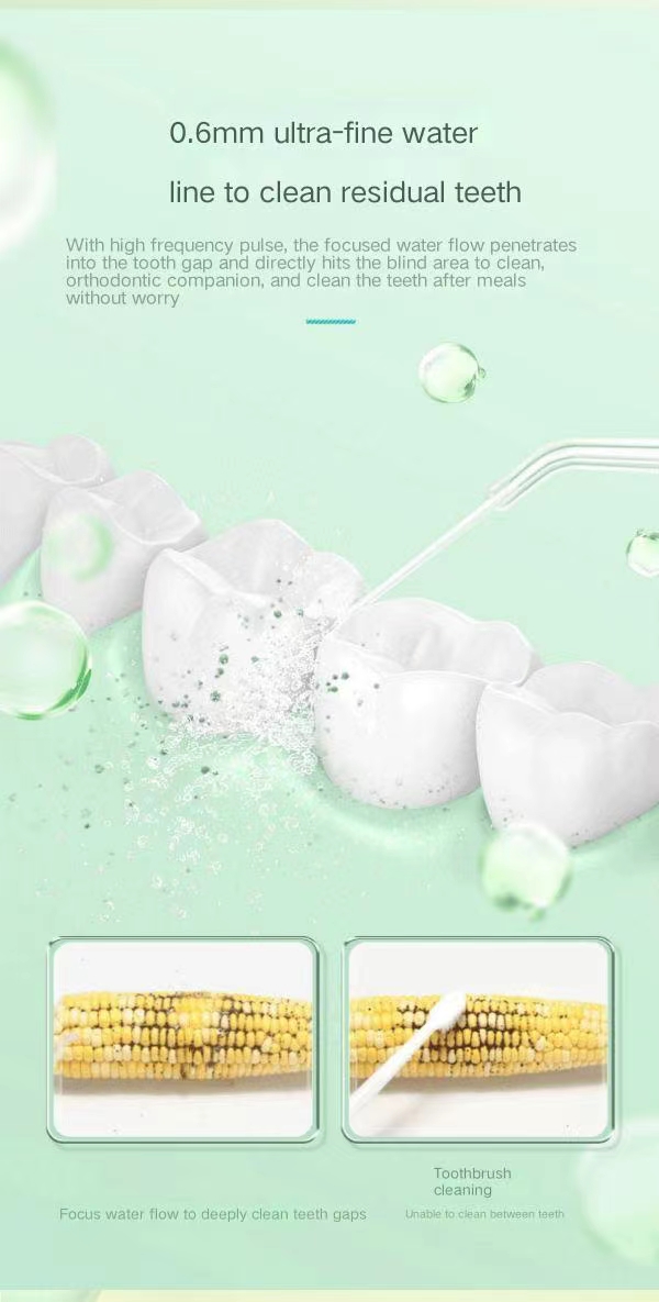 Dental Oral Irrigator, Portable and Rechargeable IPX7 Waterproof Powerful Battery Life Water Teeth Cleaner 