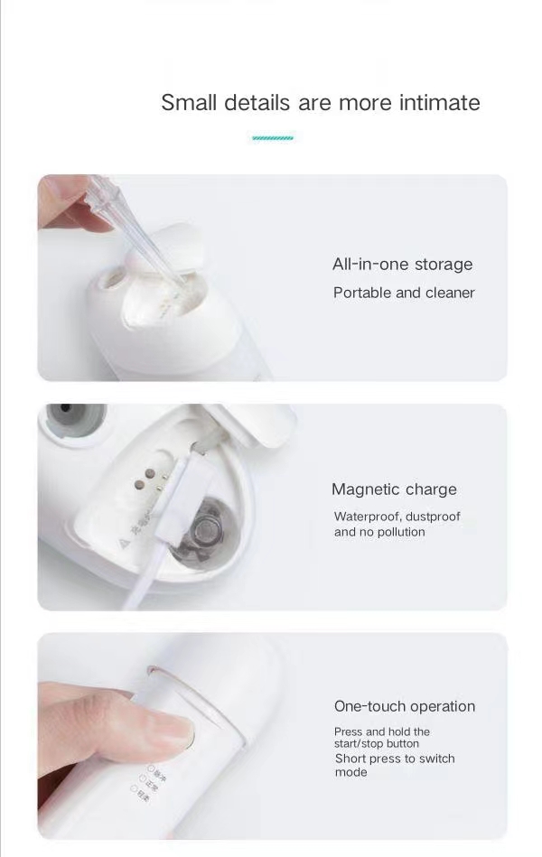 Dental Oral Irrigator, Portable and Rechargeable IPX7 Waterproof Powerful Battery Life Water Teeth Cleaner 