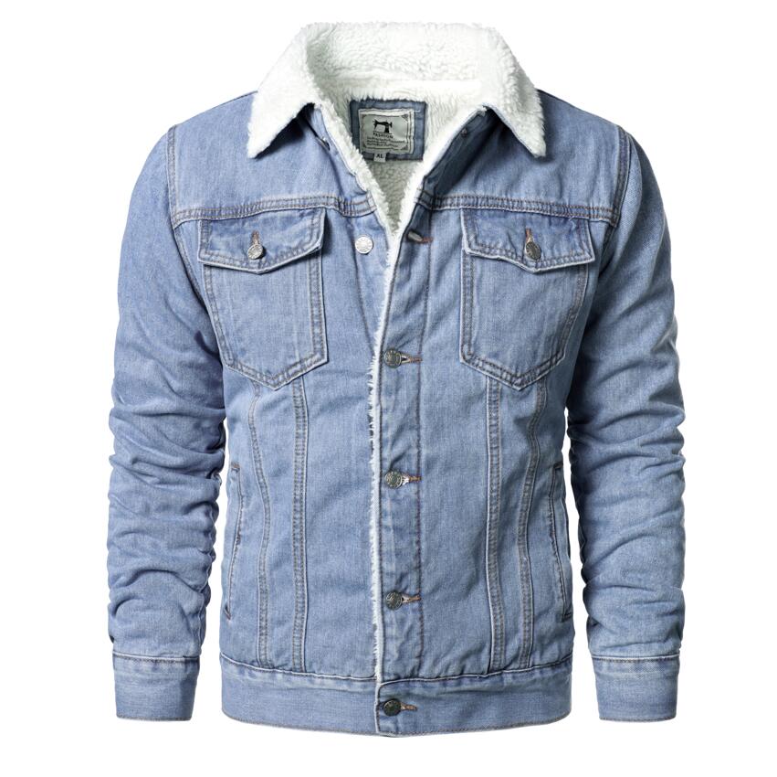 Men Denim Jackets, Blue High Quality Male Thicker Warm Casual Solid Comfortable Stretchable, 6XL