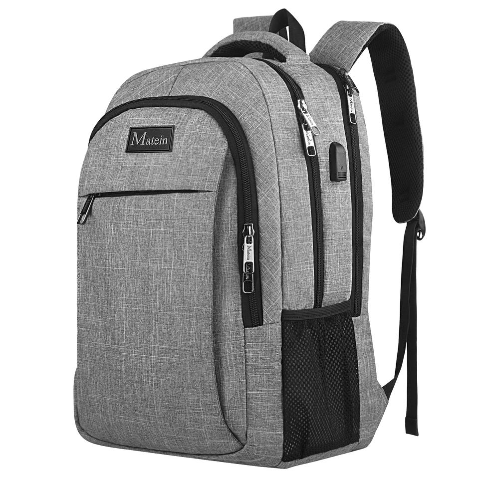 Laptop Backpack, with USB Charging Port  Waterproof Polyester Fabric Breathable, for Outdoor