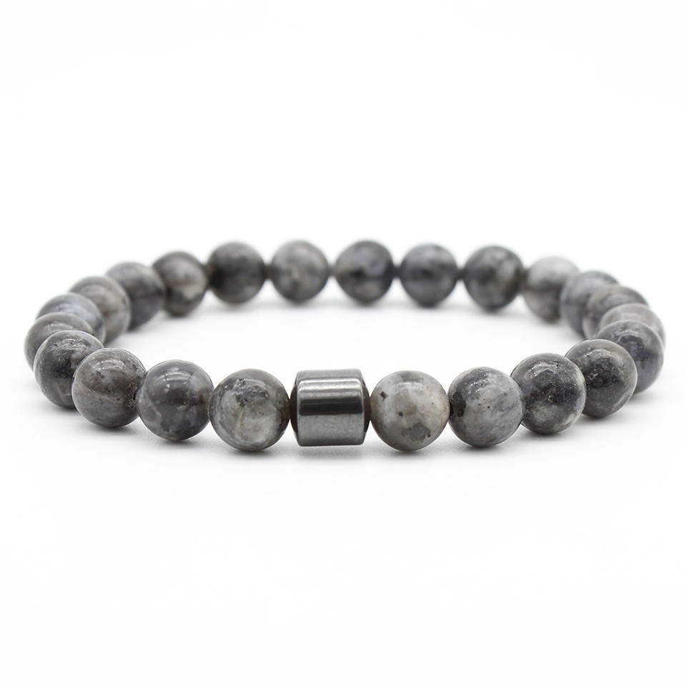 Stone and Magnetic Bracelet, Natural Gemstone Black Zinc Plated Rose Gold Plated Adjustable Length, for Girls