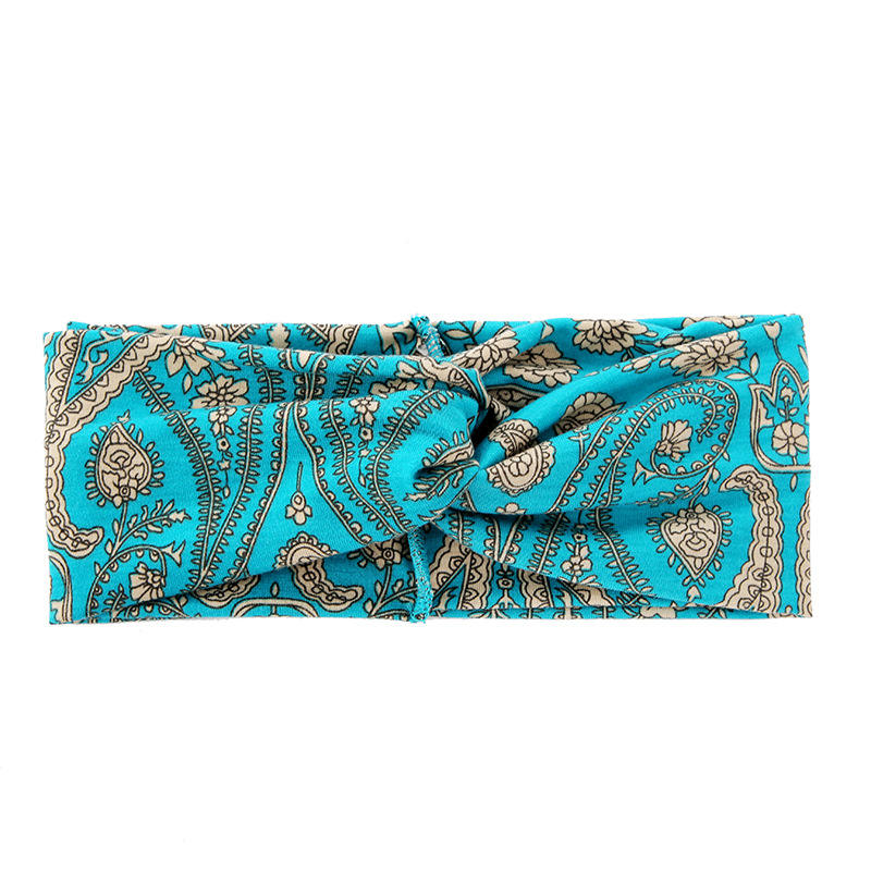 Floral Flower Bohemian Hair Band, Bohemian Style Printed Fabric Wide Edge Cross Twisted Fashionable Versatile,for Girls