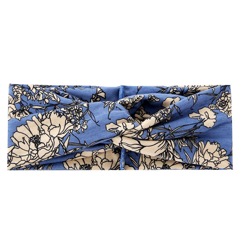 Floral Flower Bohemian Hair Band, Bohemian Style Printed Fabric Wide Edge Cross Twisted Fashionable Versatile,for Girls