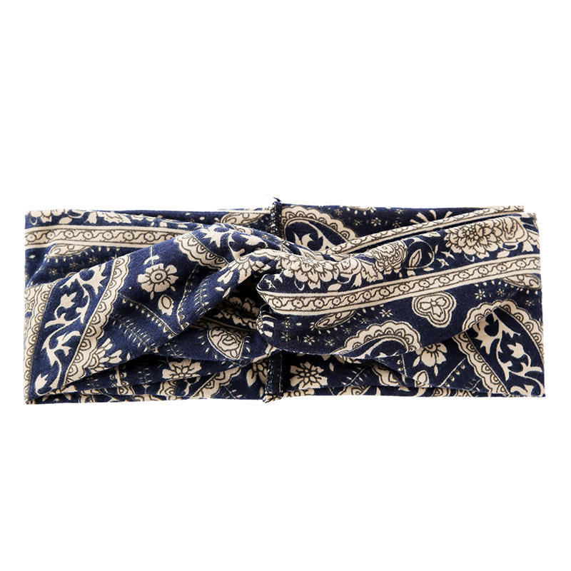 Floral Flower Bohemian Hair Band, Bohemian Style Printed Fabric Wide Edge Cross Twisted Fashionable Versatile,for Girls