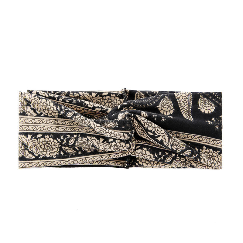 Floral Flower Bohemian Hair Band, Bohemian Style Printed Fabric Wide Edge Cross Twisted Fashionable Versatile,for Girls