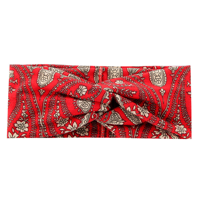 Floral Flower Bohemian Hair Band, Bohemian Style Printed Fabric Wide Edge Cross Twisted Fashionable Versatile,for Girls