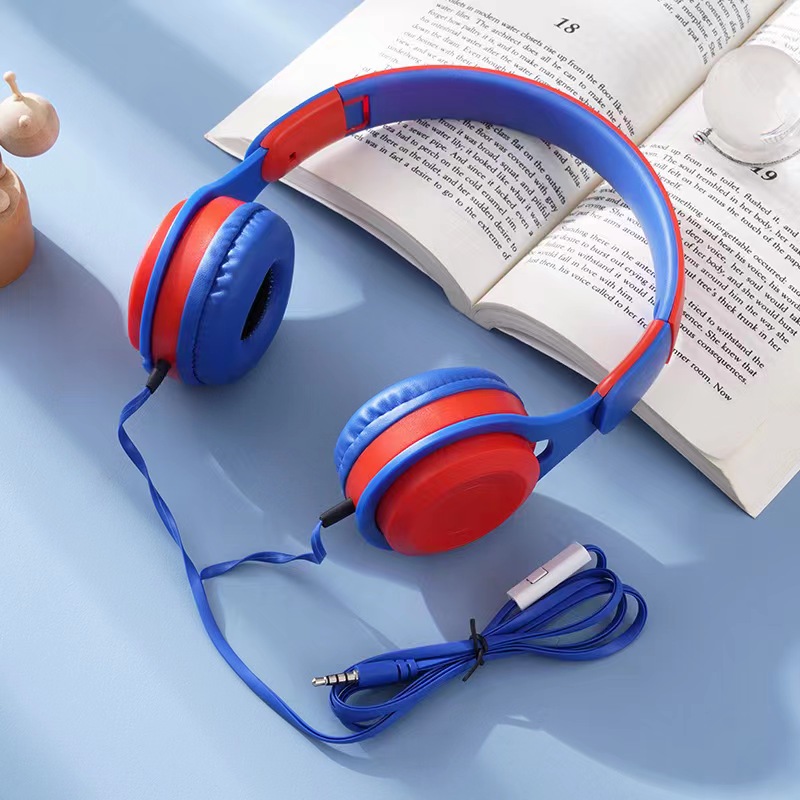 Head-Wearing Wired Headphones with Heavy Bass Compatible with Mobile Phones and Computers