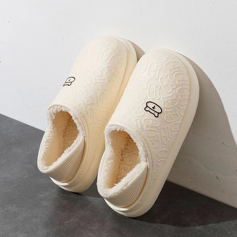 Waterproof and Anti Slip Plush Cute Cartoon Slippers for Women