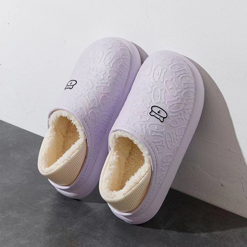 Waterproof and Anti Slip Plush Cute Cartoon Slippers for Women