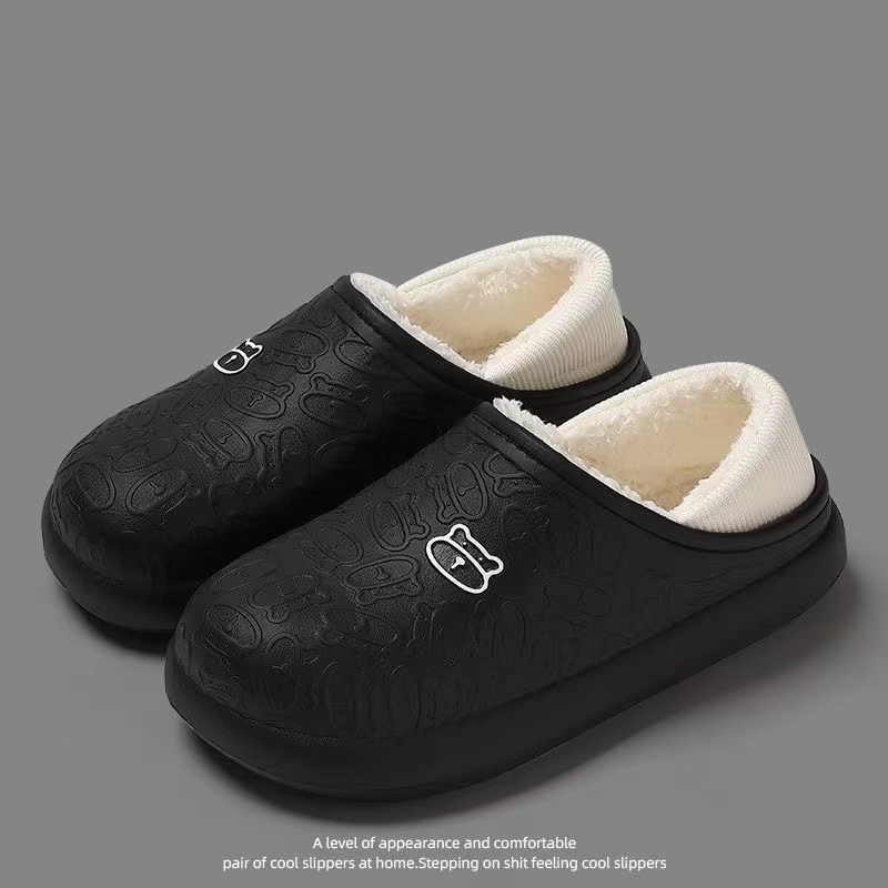 Waterproof and Anti Slip Plush Cute Cartoon Slippers for Women