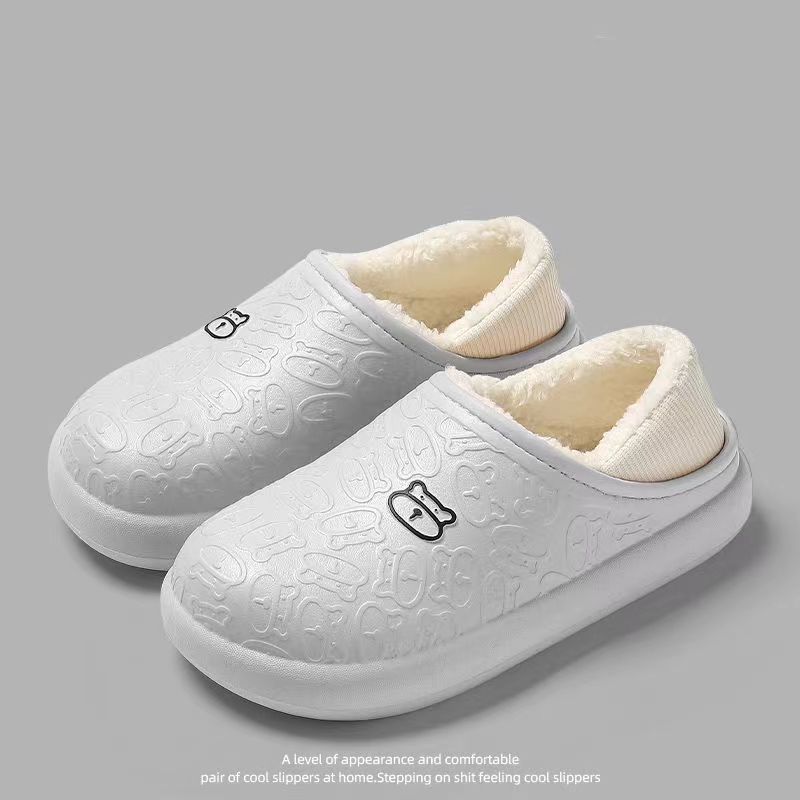 Waterproof and Anti Slip Plush Cute Cartoon Slippers for Women