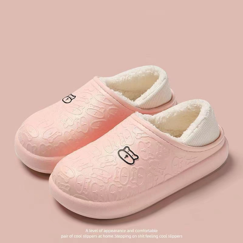 Waterproof and Anti Slip Plush Cute Cartoon Slippers for Women