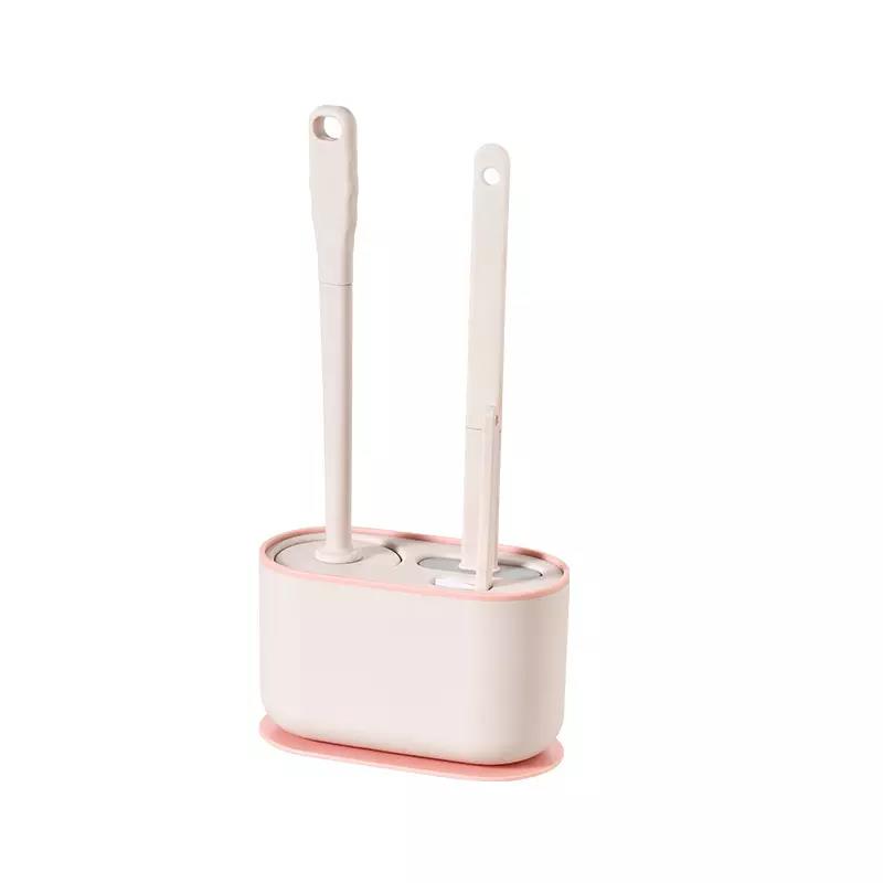 Wall Mounted Toilet Brush Set, with Holder Multifunctional TPR Soft Brush Head Flat Design Deep Cleaning, for Home