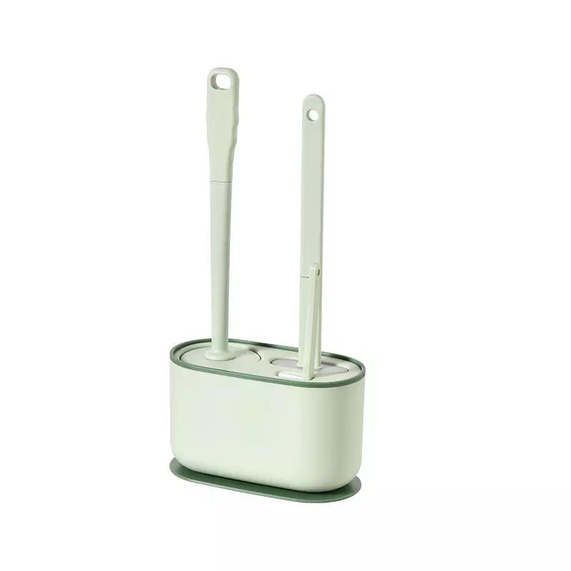 Wall Mounted Toilet Brush Set, with Holder Multifunctional TPR Soft Brush Head Flat Design Deep Cleaning, for Home