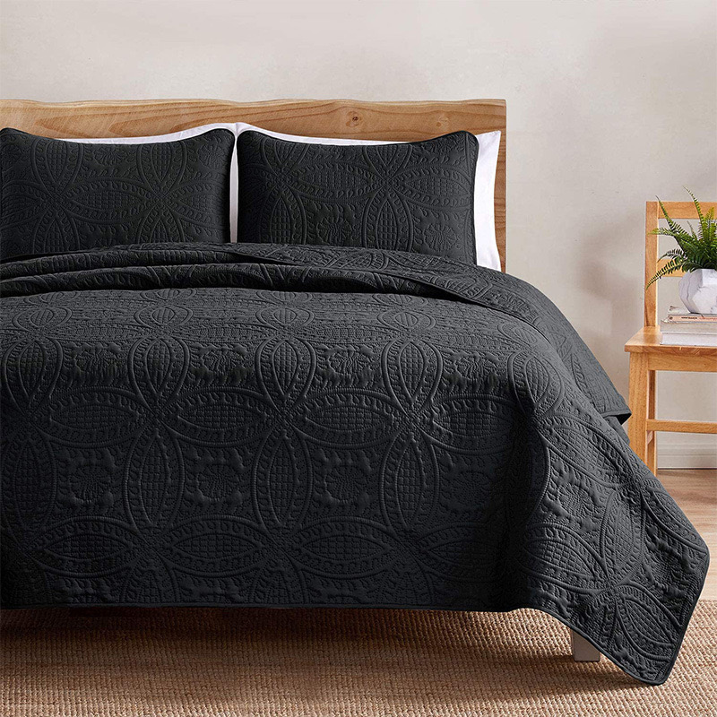 White Modern Style Queen Lightweight Microfiber Coverlet 3 Piece Set  Home Quilt Set