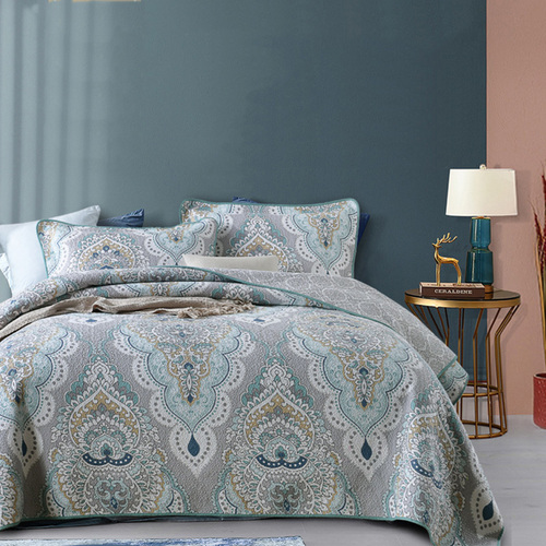 Home Cotton Queen Size 3-Piece Reversible Patchwork Coverlet Set Turkish Bedspread For Bed