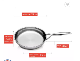 Deep Fryer Frying Pan, Stainless Steel No Coating Non-stick Easy to Clean High Heat Conductivity, for Kitchen
