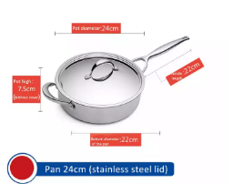 Deep Fryer Frying Pan, Stainless Steel No Coating Non-stick Easy to Clean High Heat Conductivity, for Kitchen