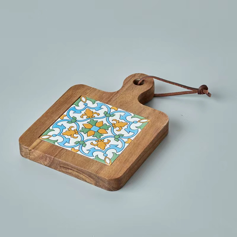  hot sale kitchen cooking table square lemon ceramic sublimation trivets set for hot pots and pans