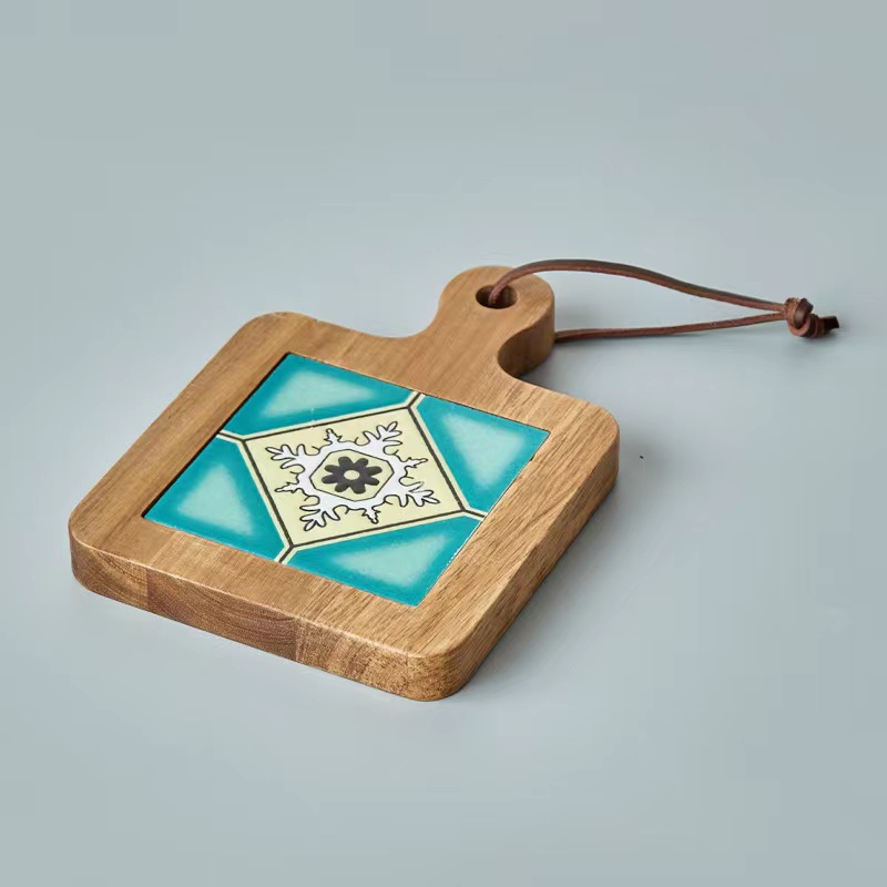  hot sale kitchen cooking table square lemon ceramic sublimation trivets set for hot pots and pans