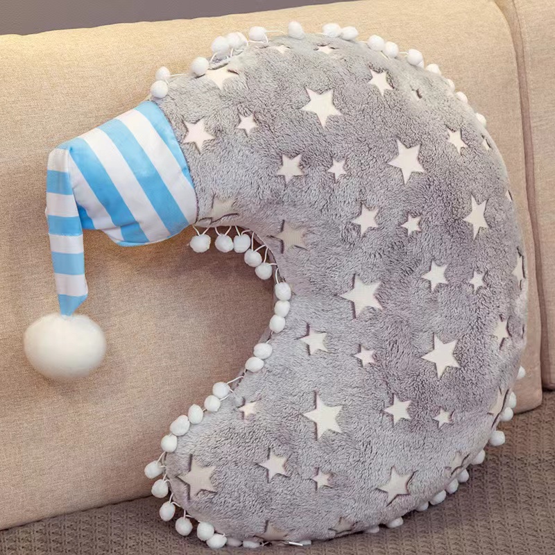 Soft Moon Pillow - Plush Stuffed Toy Throw for Bedroom Decor