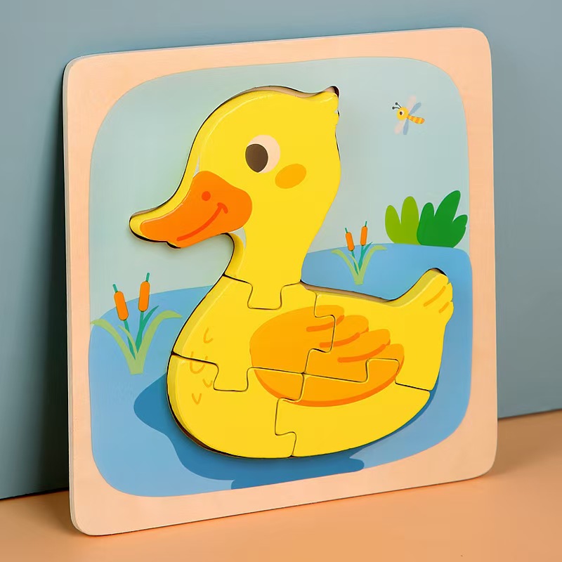 Animal Wooden Puzzles Kids Montessori Game Assembly Children Learning Educational Toys Wood 3D Jigsaw Puzzle