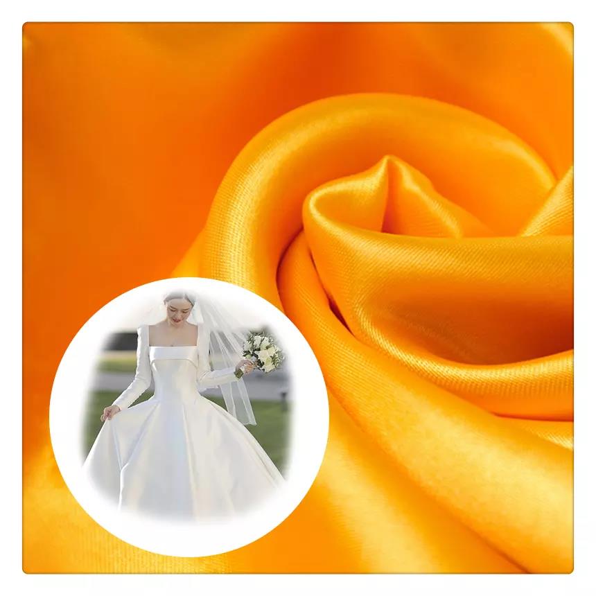 Bridal Satin Fabric, Woven Fabric ization Plain Dyed 75D*100D Yarn Count Shrink-resistant Anti-static, for Curtain