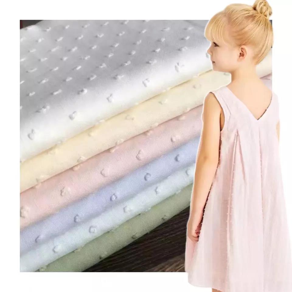 Organic Dimple Dot Fabric, 100% Cotton izable Organic Abrasion-resistant Plain Dyed, for Children's Dresses