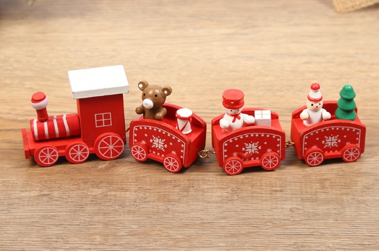 Christmas Wooden Train Mini Train Decor Set for Christmas Party  Kids Gift Set Under Christmas Tree Decorations