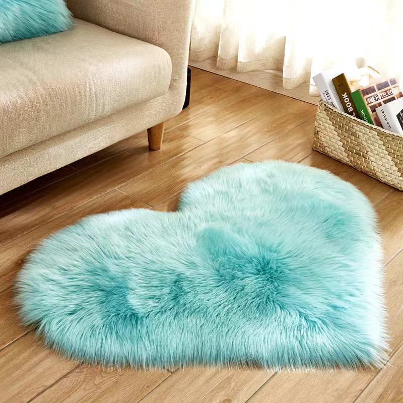 New Home Textile Decoration Long Fury Heart Carpet Floor Mat