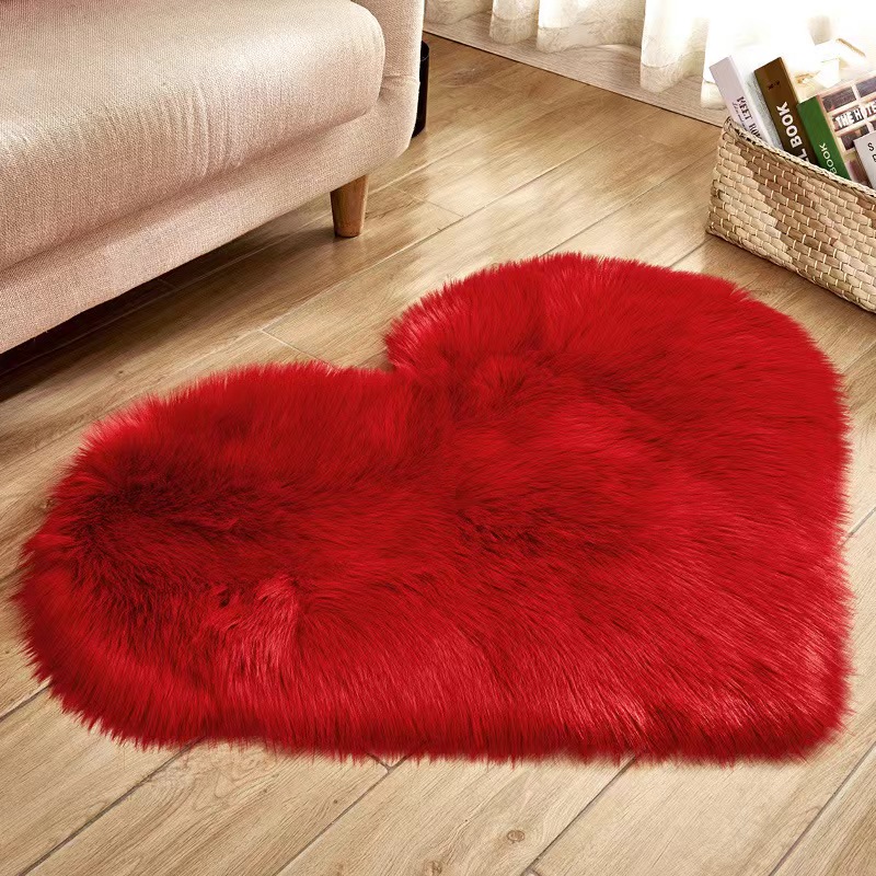 New Home Textile Decoration Long Fury Heart Carpet Floor Mat