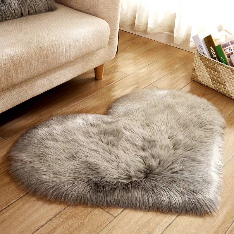 New Home Textile Decoration Long Fury Heart Carpet Floor Mat