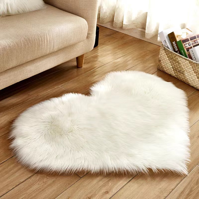 New Home Textile Decoration Long Fury Heart Carpet Floor Mat