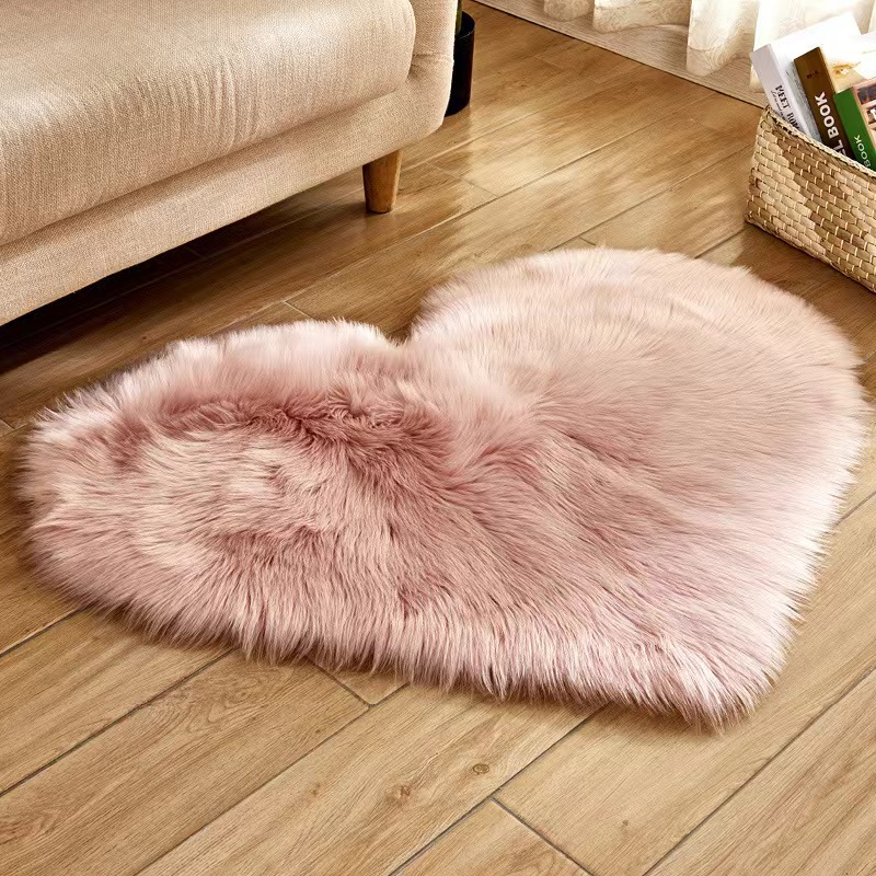 New Home Textile Decoration Long Fury Heart Carpet Floor Mat
