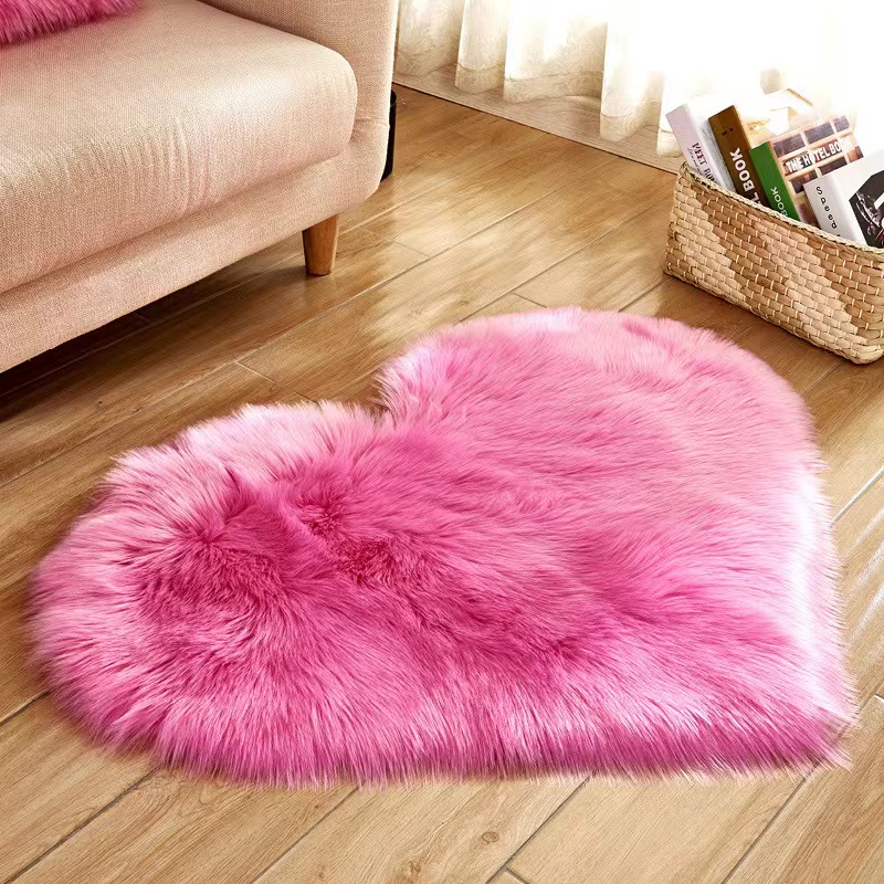 New Home Textile Decoration Long Fury Heart Carpet Floor Mat
