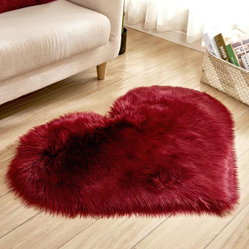 New Home Textile Decoration Long Fury Heart Carpet Floor Mat