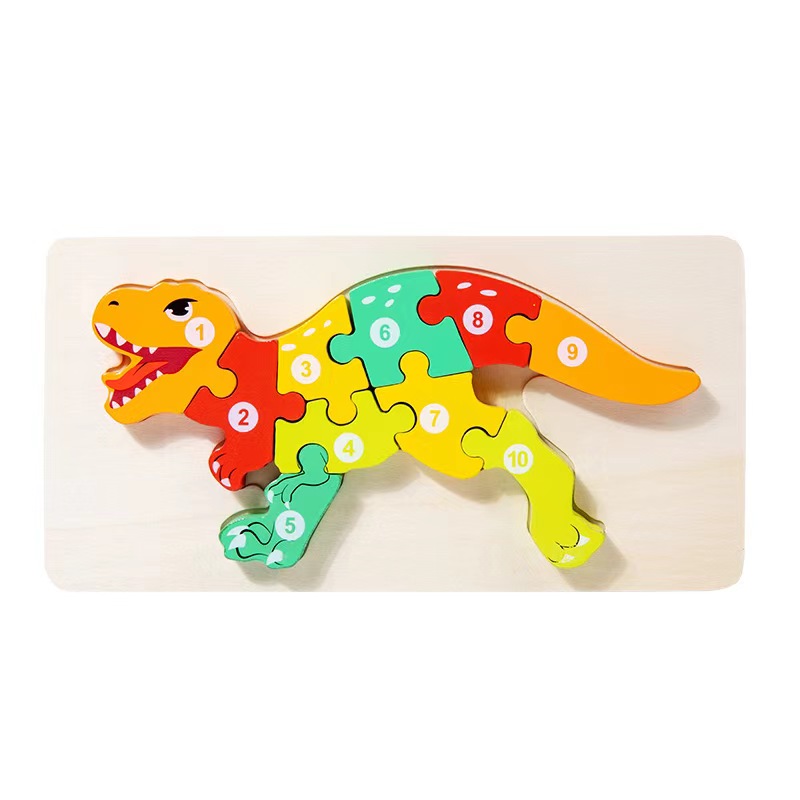 Wooden Cartoon Animal Digital Version 3D Puzzle Toy