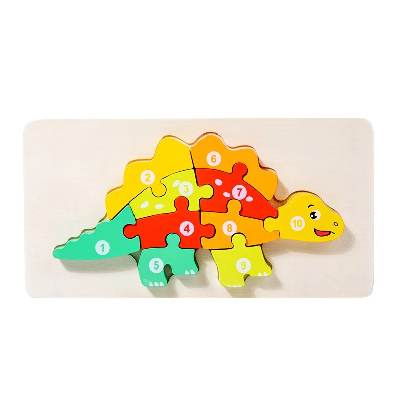 Wooden Cartoon Animal Digital Version 3D Puzzle Toy