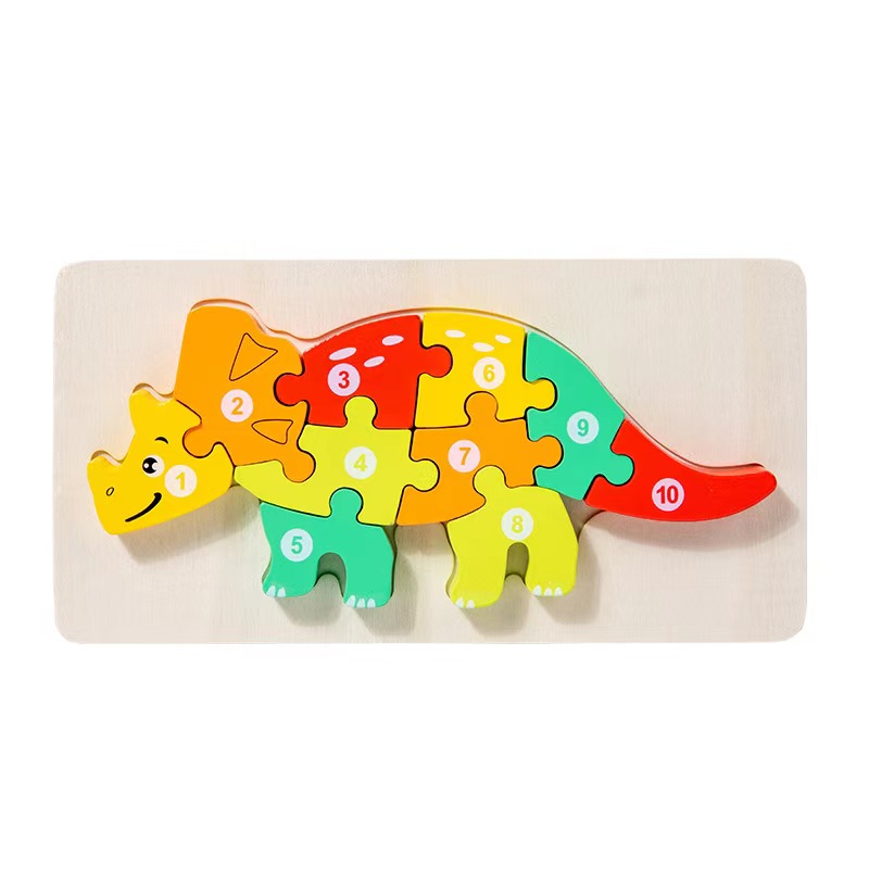Wooden Cartoon Animal Digital Version 3D Puzzle Toy